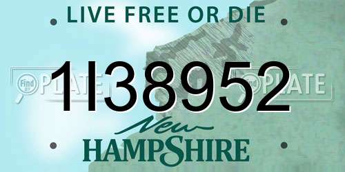 1I38952 New Hampshire License Plate