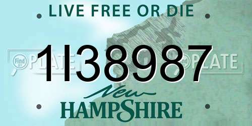 1I38987 New Hampshire License Plate