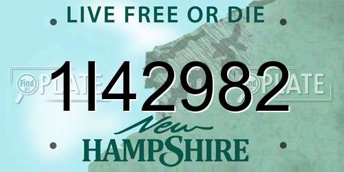1I42982 New Hampshire License Plate