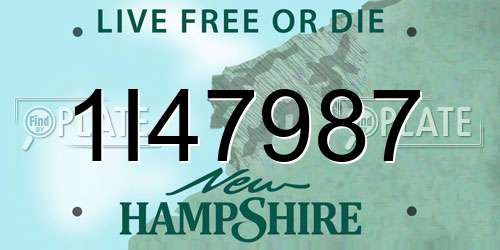 1I47987 New Hampshire License Plate