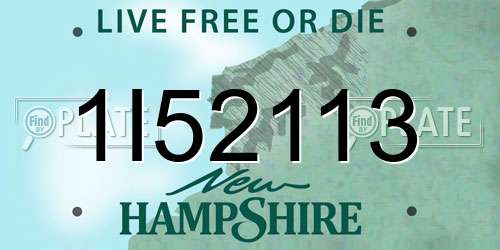 1I52113 New Hampshire License Plate