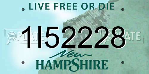 1I52228 New Hampshire License Plate