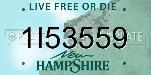 1I53559 New Hampshire License Plate
