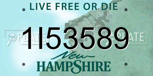 1I53589 New Hampshire License Plate