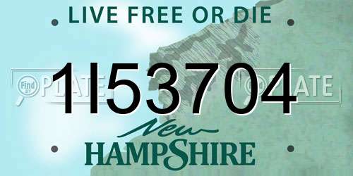 1I53704 New Hampshire License Plate