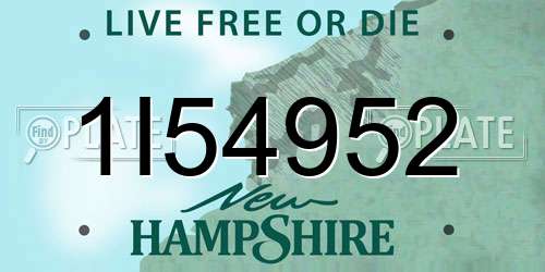 1I54952 New Hampshire License Plate