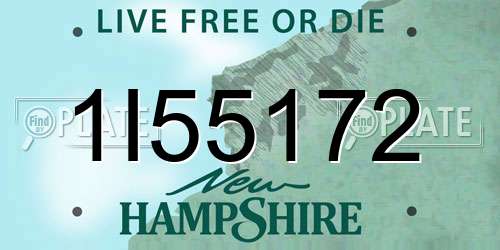 1I55172 New Hampshire License Plate