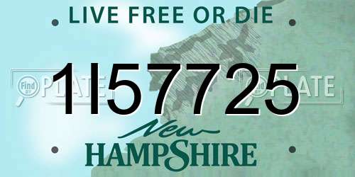 1I57725 New Hampshire License Plate