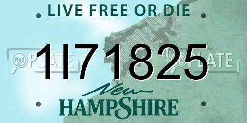1I71825 New Hampshire License Plate