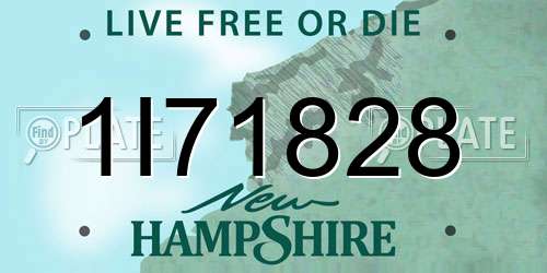 1I71828 New Hampshire License Plate