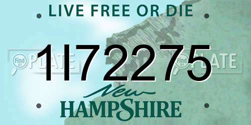 1I72275 New Hampshire License Plate