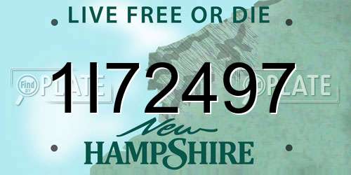 1I72497 New Hampshire License Plate