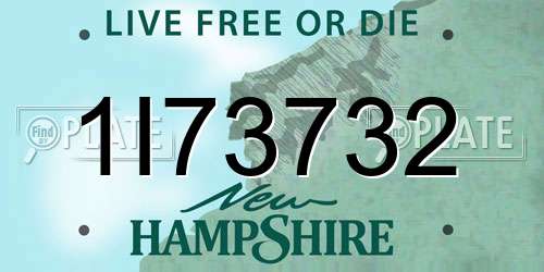 1I73732 New Hampshire License Plate