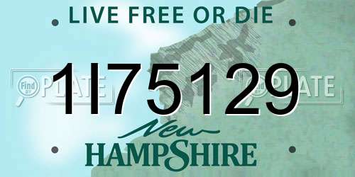 1I75129 New Hampshire License Plate