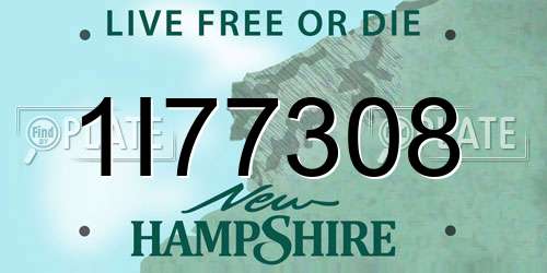 1I77308 New Hampshire License Plate
