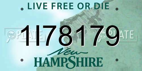 1I78179 New Hampshire License Plate