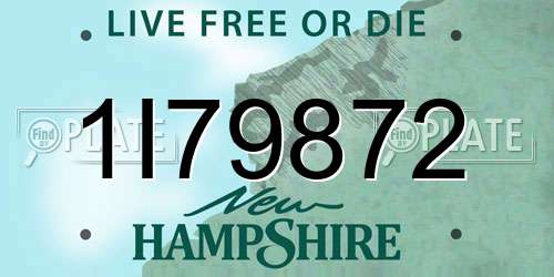 1I79872 New Hampshire License Plate