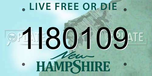 1I80109 New Hampshire License Plate