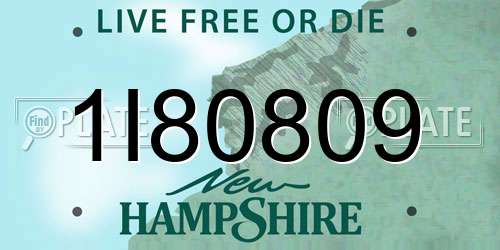 1I80809 New Hampshire License Plate