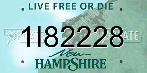 1I82228 New Hampshire License Plate