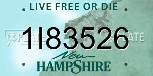 1I83526 New Hampshire License Plate