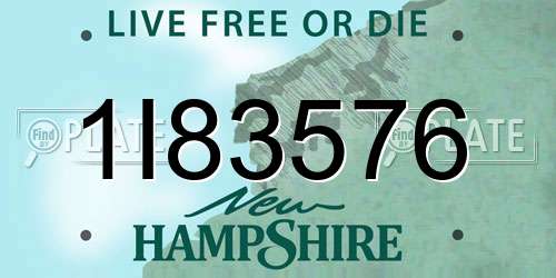 1I83576 New Hampshire License Plate