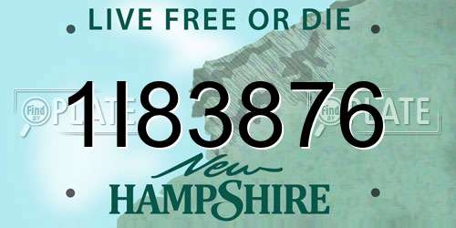 1I83876 New Hampshire License Plate