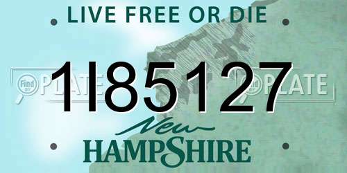 1I85127 New Hampshire License Plate