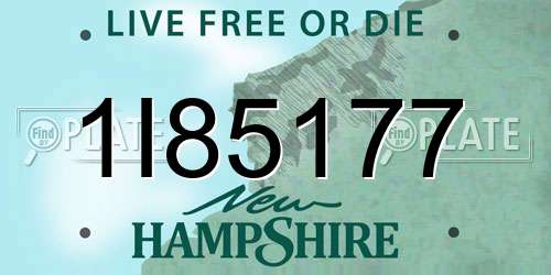 1I85177 New Hampshire License Plate