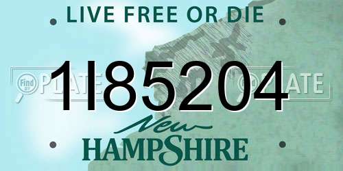 1I85204 New Hampshire License Plate