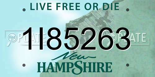 1I85263 New Hampshire License Plate