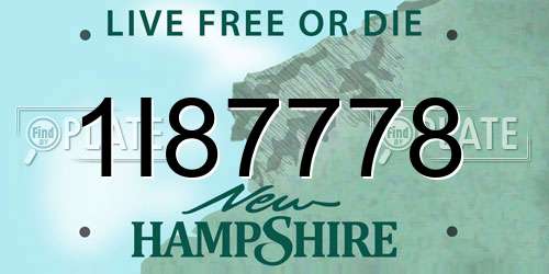 1I87778 New Hampshire License Plate