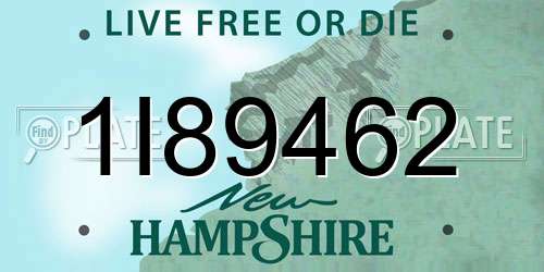 1I89462 New Hampshire License Plate