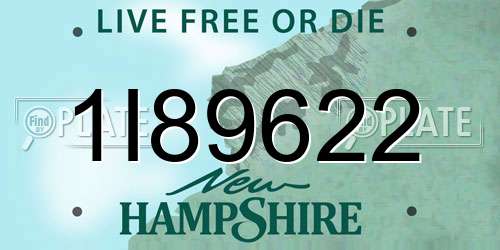 1I89622 New Hampshire License Plate