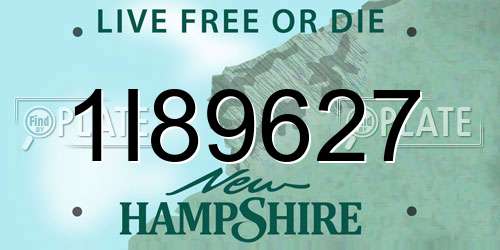 1I89627 New Hampshire License Plate