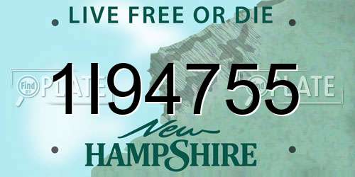 1I94755 New Hampshire License Plate
