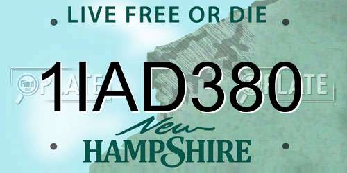 1IAD380 New Hampshire License Plate