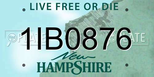 1IB0876 New Hampshire License Plate
