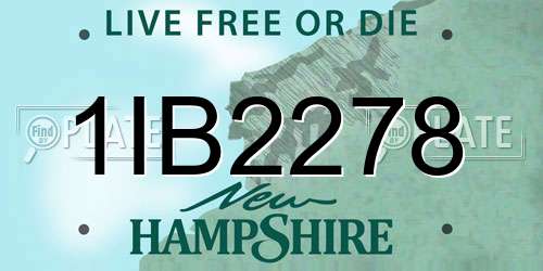 1IB2278 New Hampshire License Plate