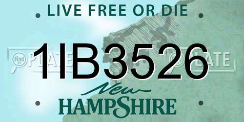 1IB3526 New Hampshire License Plate