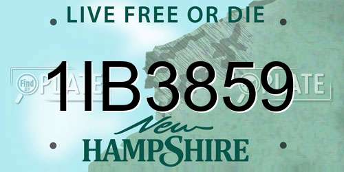 1IB3859 New Hampshire License Plate