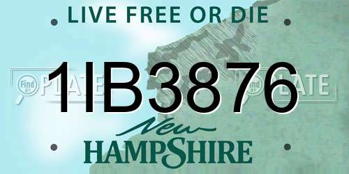 1IB3876 New Hampshire License Plate