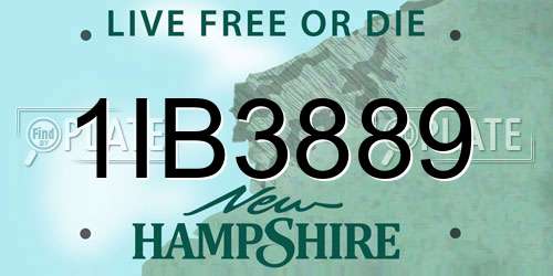 1IB3889 New Hampshire License Plate