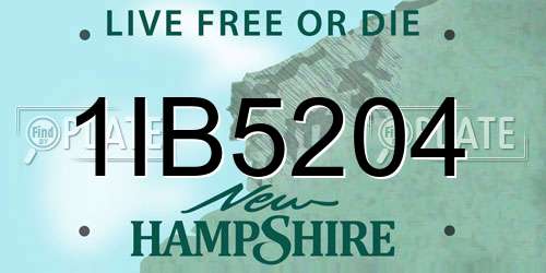 1IB5204 New Hampshire License Plate