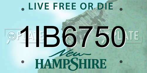 1IB6750 New Hampshire License Plate
