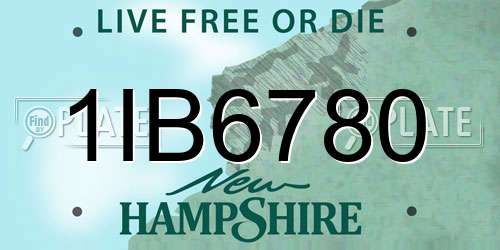 1IB6780 New Hampshire License Plate