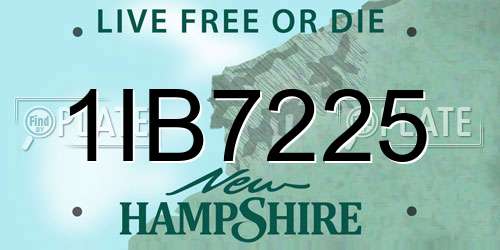 1IB7225 New Hampshire License Plate
