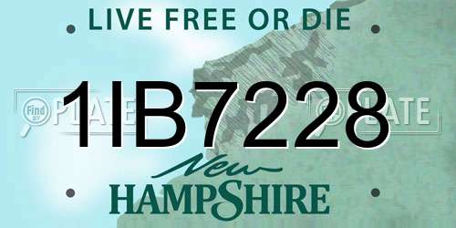 1IB7228 New Hampshire License Plate