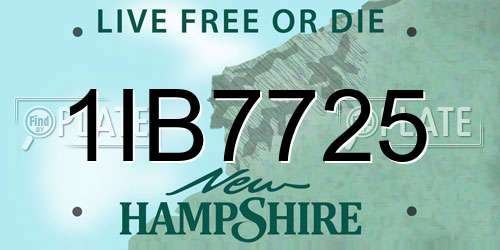 1IB7725 New Hampshire License Plate