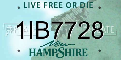 1IB7728 New Hampshire License Plate